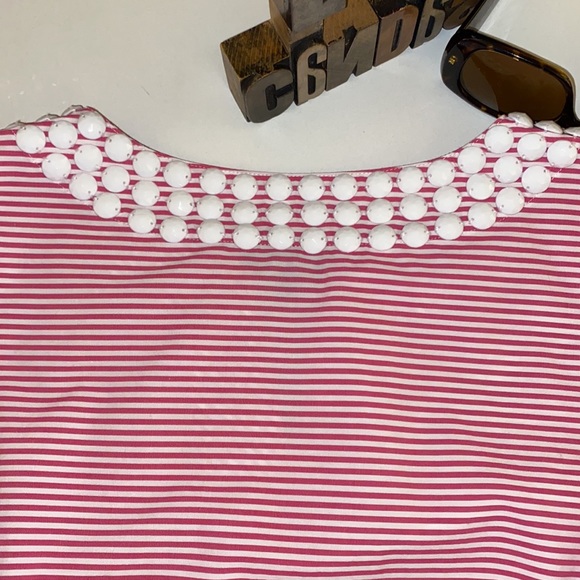 ❤️HOST PICK❤️TALBOTS Split/Embellished Neck Striped Sleeveless Top - Picture 8 of 8
